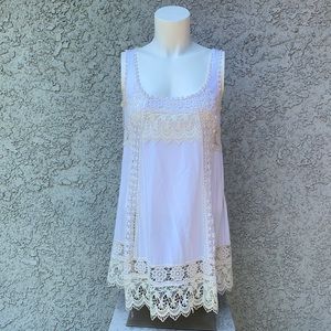 Haute Society White Sheer Lace Crochet Tank Top